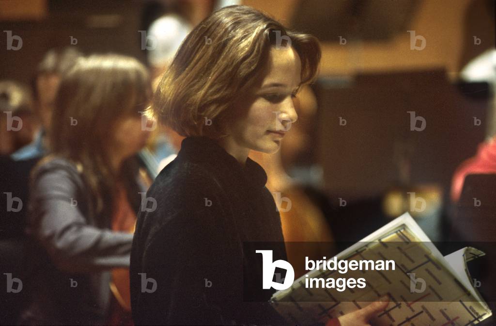 Hélène Grimaud plays with Christoph von Dohnanyi and the Philharmonia Orchestra in rehearsal at the Royal Festival Hall, 11th February 2003