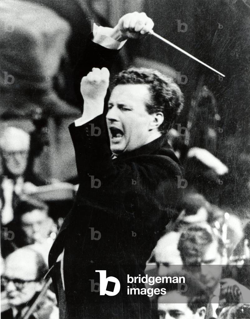Colin Davis conducting with baton in 1967