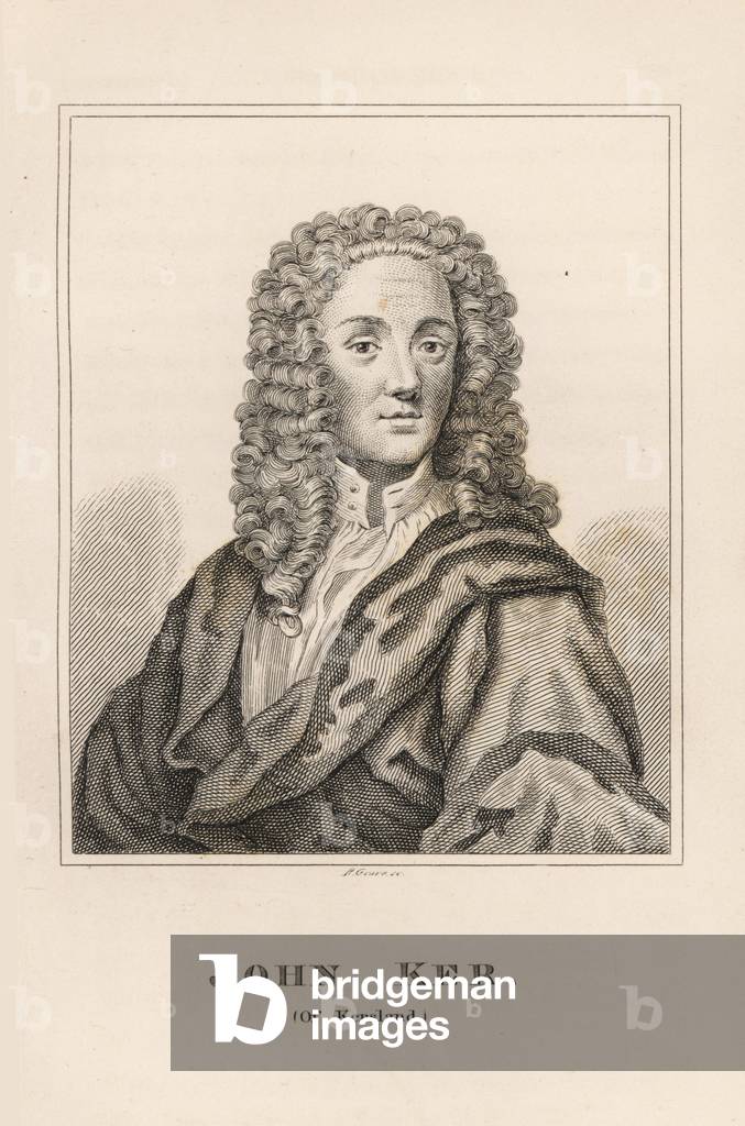 John Ker, of Kersland, Scottish spy during the Jacobite rebellion, died 1726. Engraving by R. Grave from James Caulfield's Portraits, Memoirs and Characters of Remarkable Persons, London, 1819.