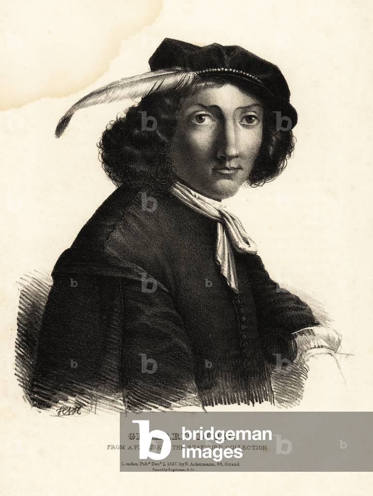 Gerhard Douw or Gerrit Dou, Dutch artist, 1827 (lithograph)