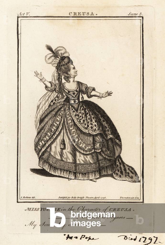 Miss Elizabeth Younge in the character of Creusa in William Whiteheads Creusa, Queen of Athens