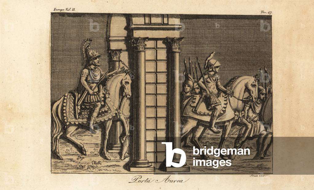 Theodosius I on horseback with sceptre