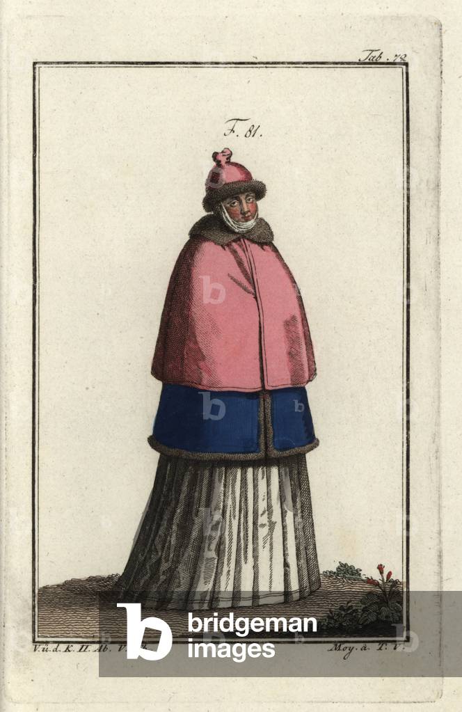 Woman of Bohemia in the fashion of the 16th century. Handcolored copperplate engraving from Robert von Spalart's “” Historical Picture of the Costumes of the Principal People of Antiquity and of the Middle Ages,”” Vienna, 1811. Illustration based on Cesare Vecellio's Habiti Antichi e moderni, Venice, 1590