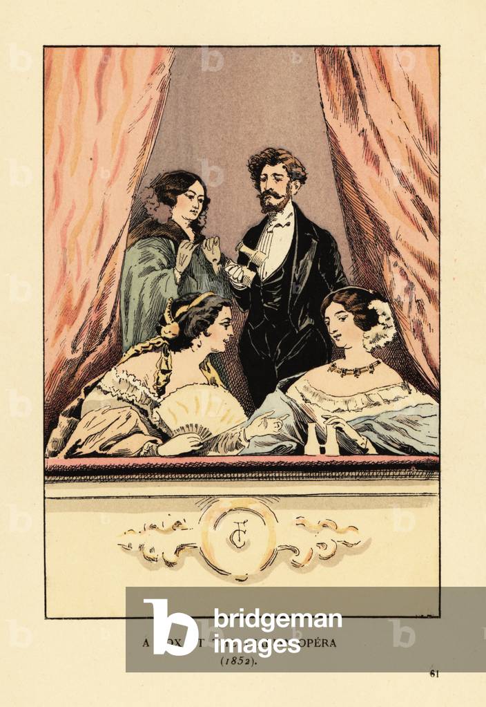 A box at the Italian Opera in 1852, 1898 (litho)