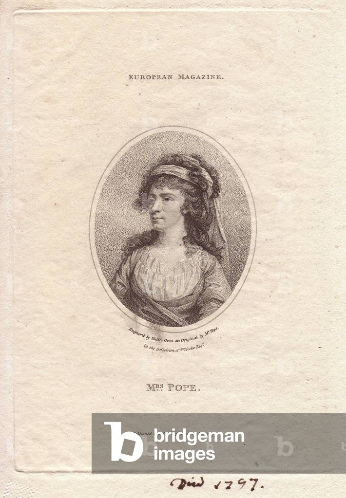 Miss Elizabeth Pope (1740-1797), nee Elizabeth Younge, English actress famed for her beauty, elegance, playfulness and understanding.