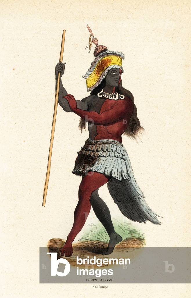 Man of the Ohlone or Costanoan people dancing at Mission San Francisco