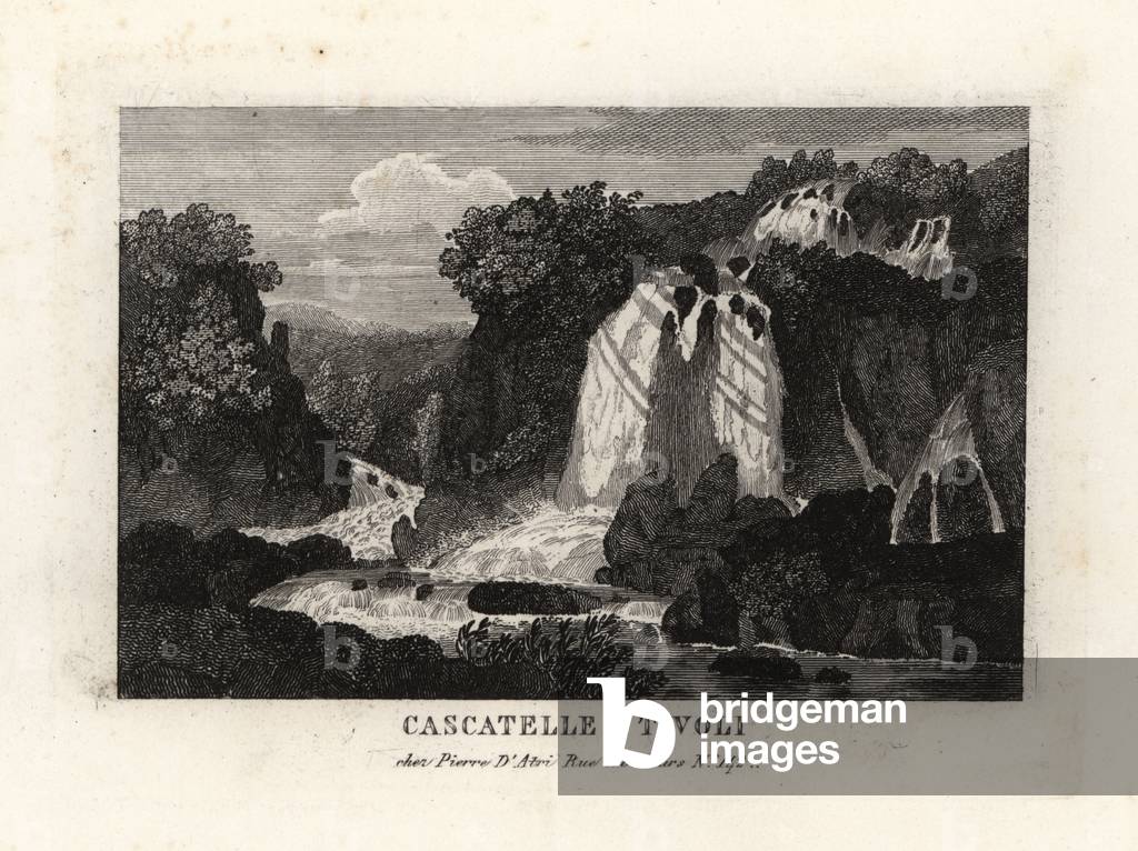 View of the waterfalls at Tivoli, Italy, Cascatelle a Tivoli