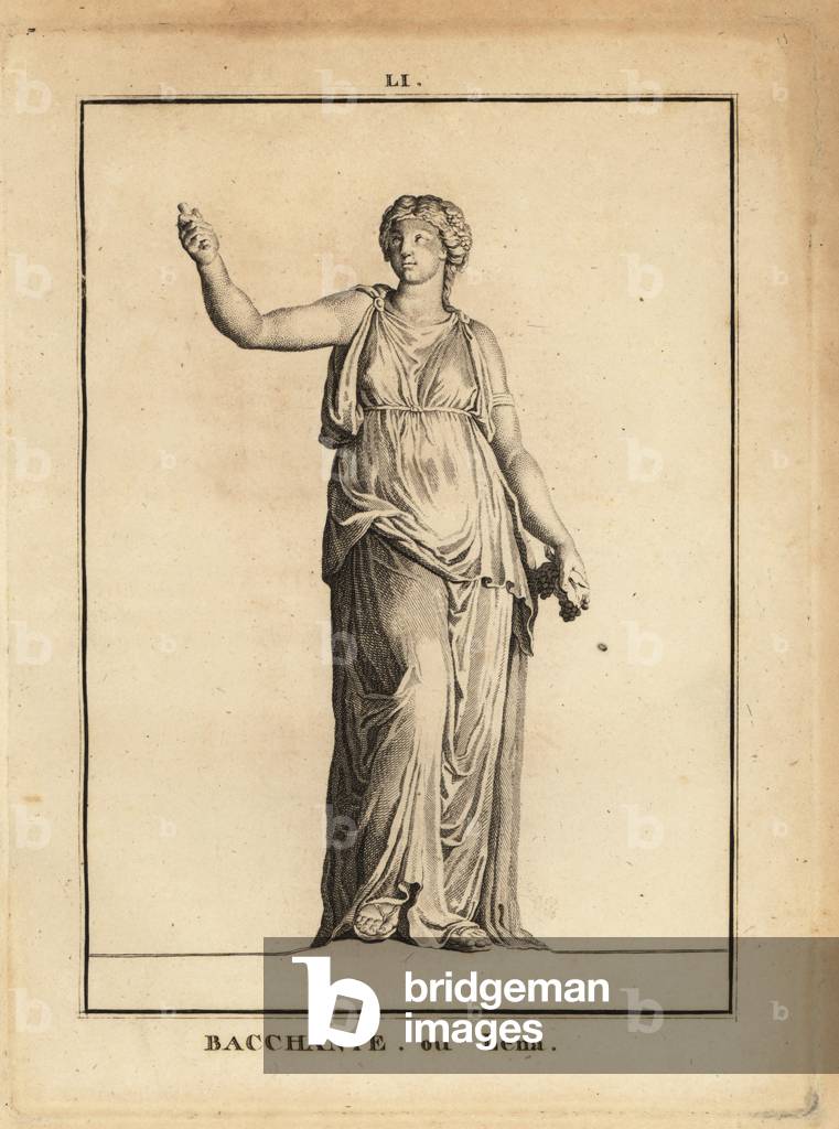 Statue of a Bacchante, follower of the Roman god of wine Bacchus, with grapes