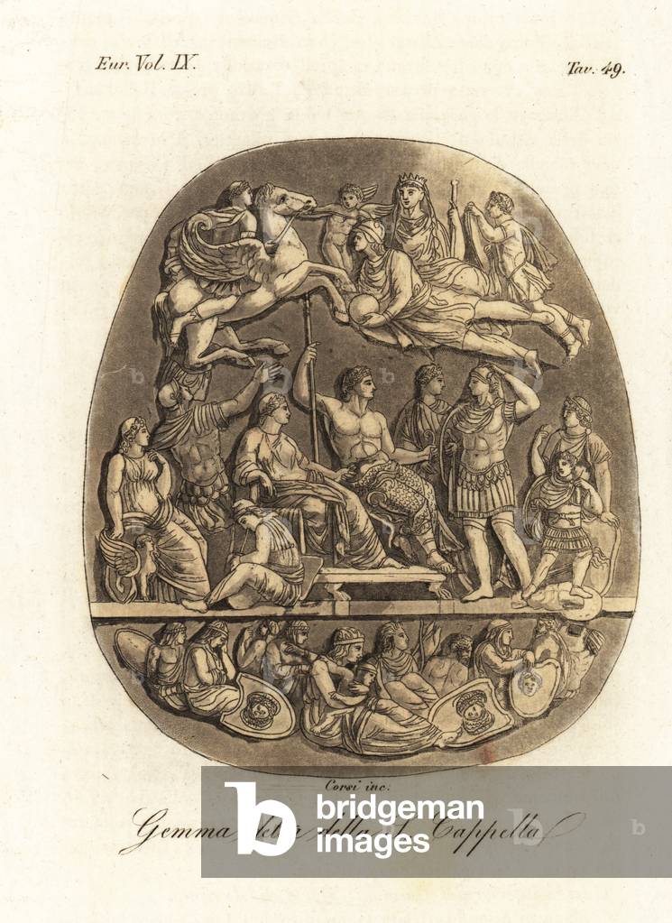 The apotheosis of Emperor Germanicus (handcoloured copperplate engraving)