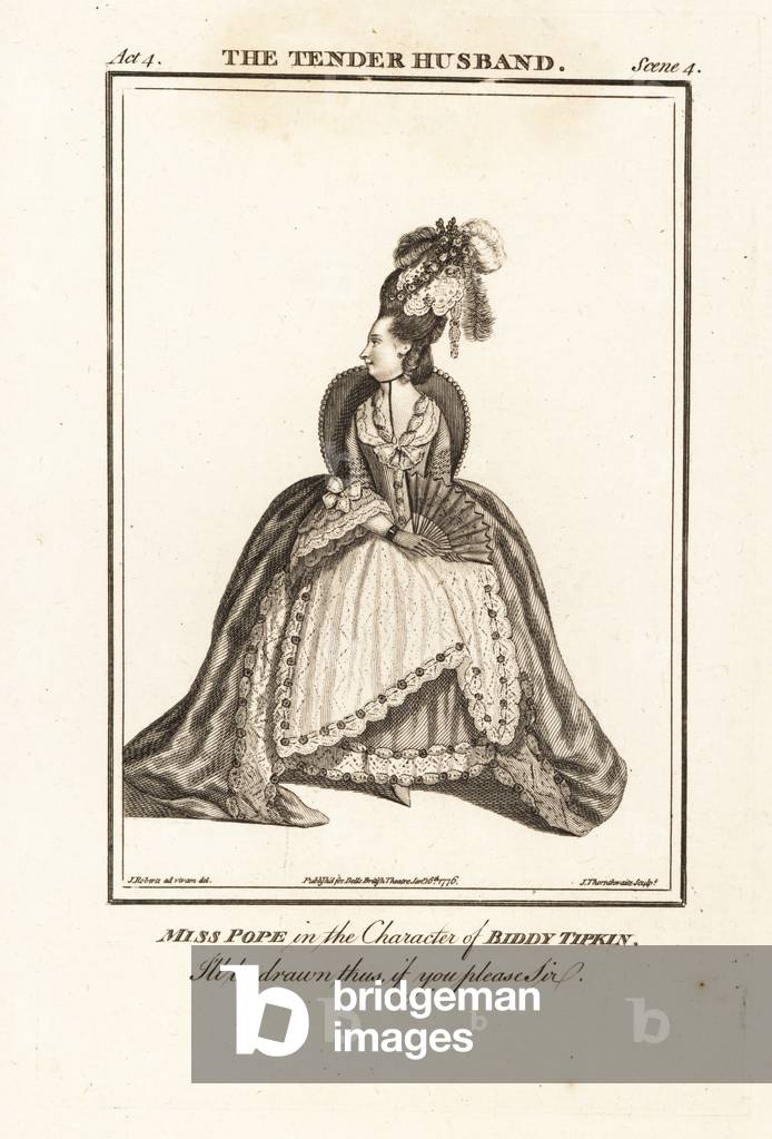 Miss Jane Pope in the character of Biddy Tipkin in Richard Steeles The Tender Husband, Drury Lane Theatre, 1770