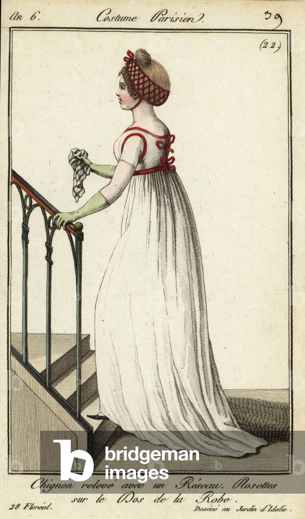Fashionable woman at a pleasure garden, 1798 (handcoloured copperplate engraving)