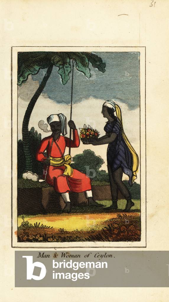 Man and woman of Ceylon (Sri Lanka), 1818