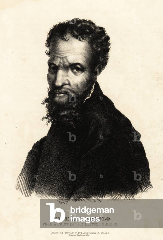 Michelangelo, from a print in the British Museum, 1827 (lithograph)