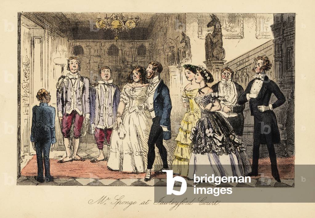 English gentleman and ladies announced before dinner in a grand house, 19th century