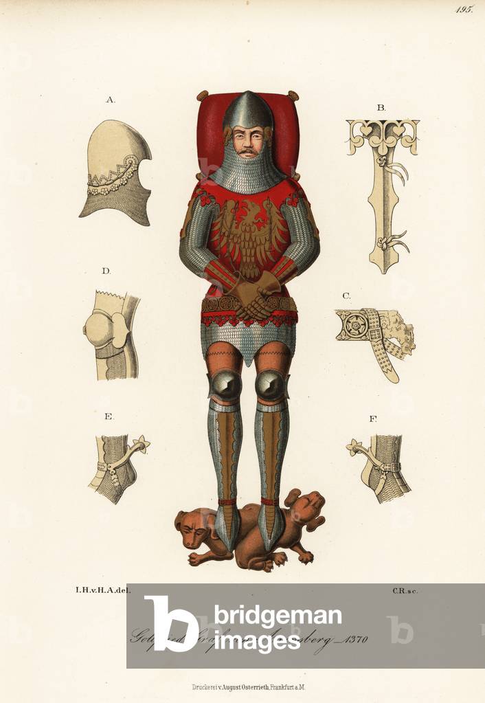 Gottfried Count of Arensberg, 14th century armour, 1889 (chromolithograph)