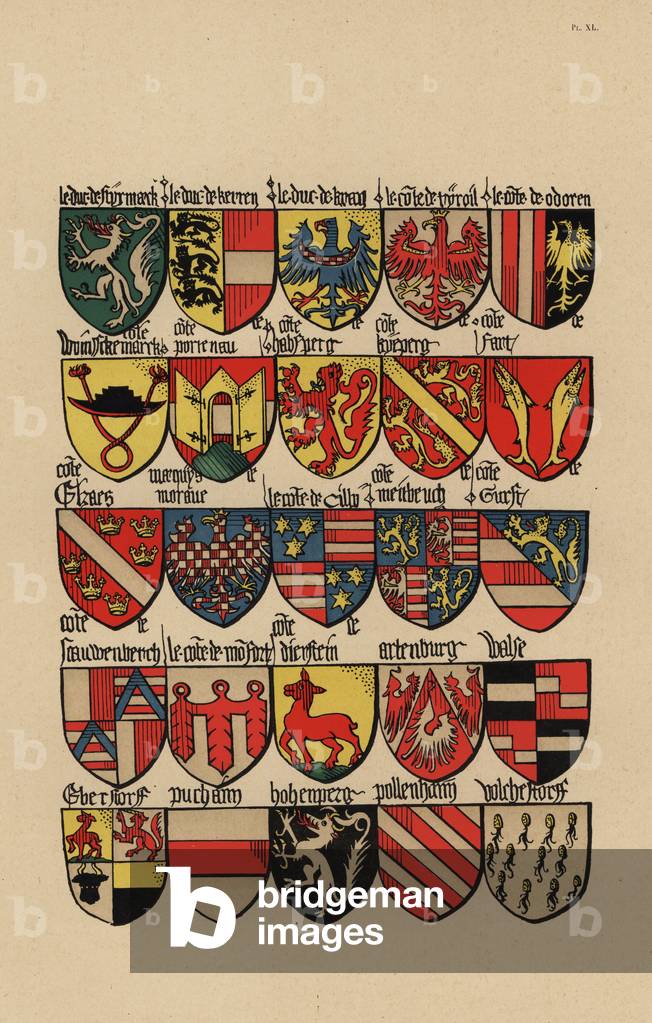 Ecus or blazons of the German nobility, 15th century