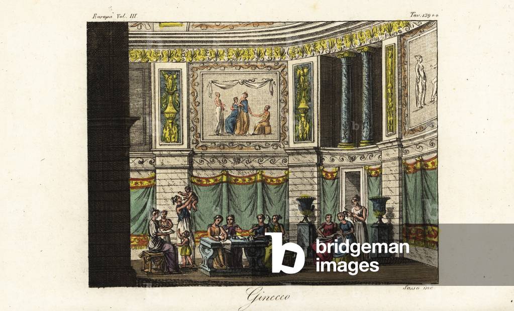 Scene in a gynaeceum, women's quarters, Ancient Greece