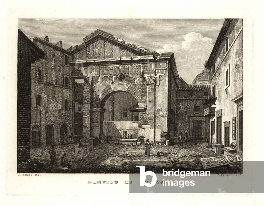 View of the Porticus Octaviae or Portico of Octavia (Portico di Ottavia), Rome, 1830
