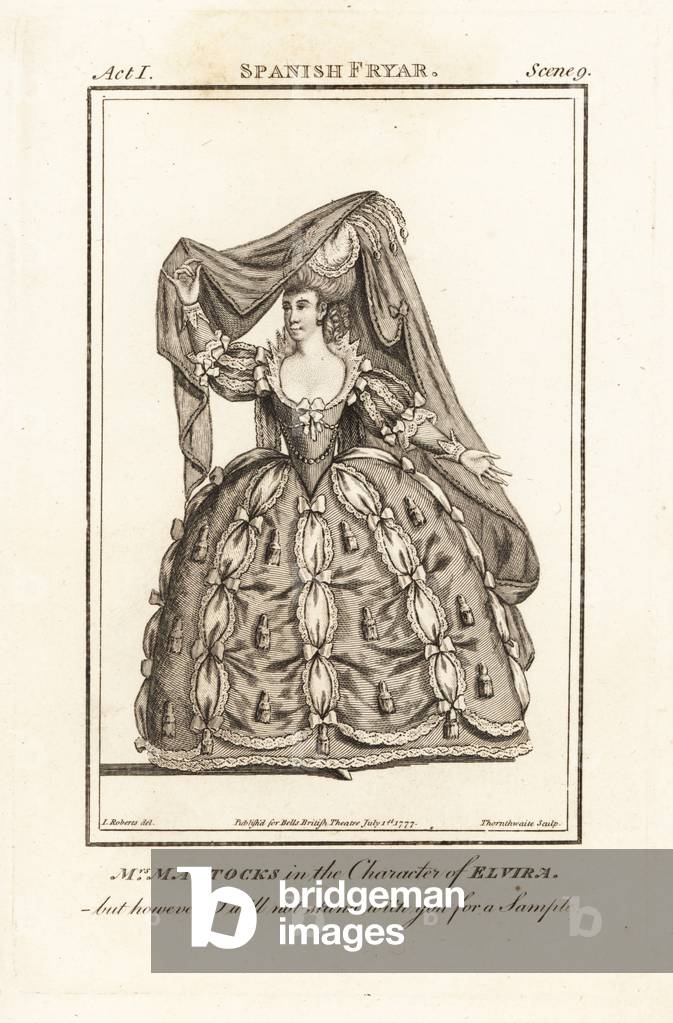 Mrs Isabella Mattocks in the character of Elvira in John Drydens The Spanish Flyer, Isabella Mattocks, born Isabella Hallam, was an English actress who married actor George Mattocks 1746-1826