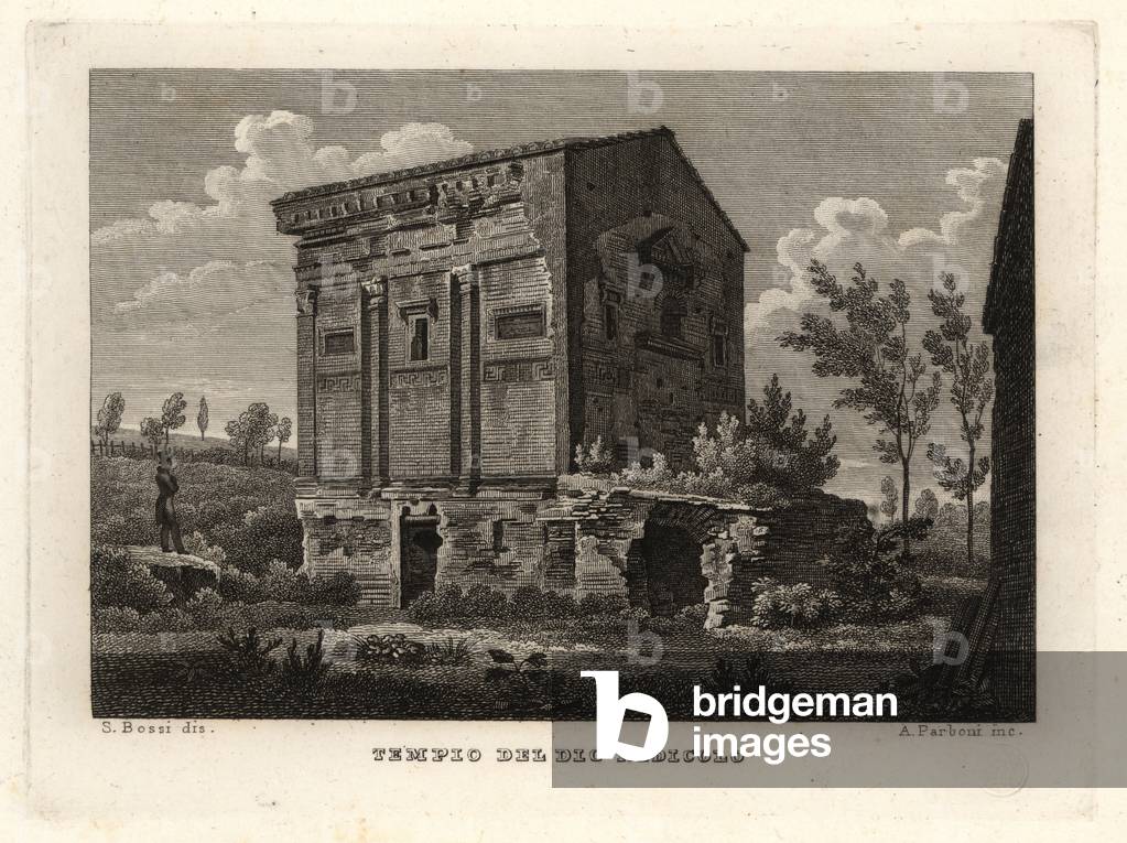 View of the ruins of the Tomb of Annia Regilla in Caffarella Park, Tempio del Dio Redicolo, Rome, 1830