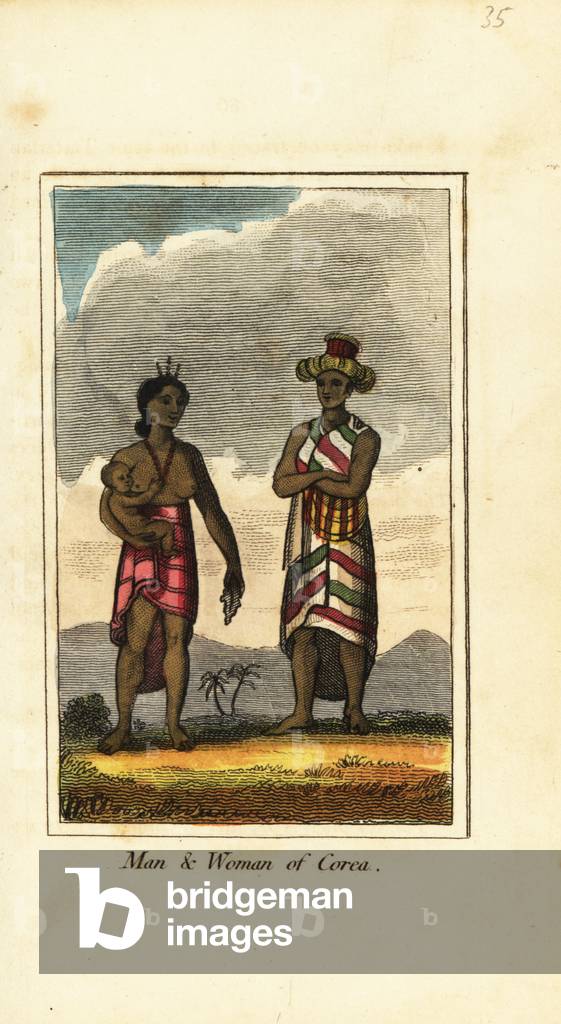 Man, woman and baby of Corea, Korea, 1818
