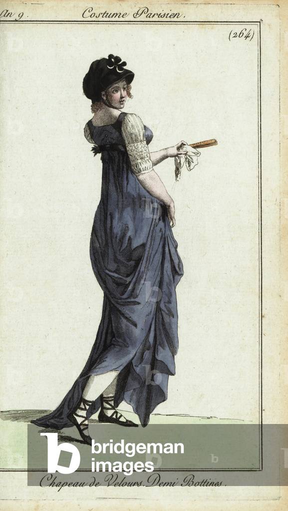 Fashionable woman or merveilleuse, 1800 (handcoloured copperplate engraving)