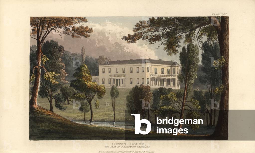 Oxton House, Devon, seat of Rev. John Beaumont Swete, 1827 (engraving)