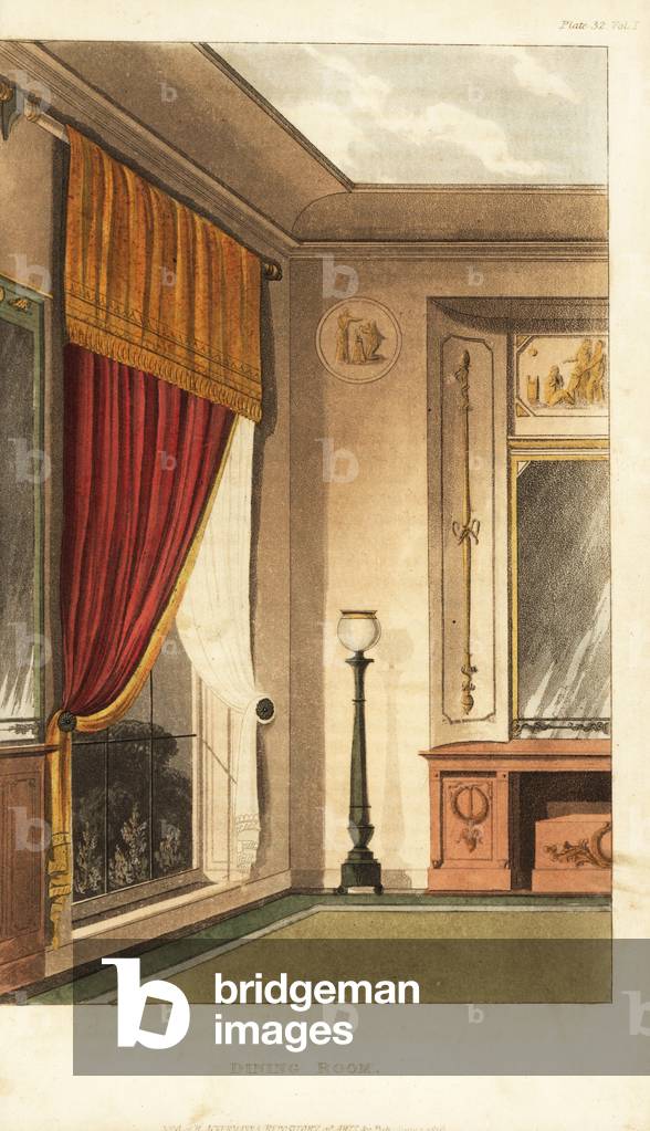 Dining-room window curtain and sideboard in the classical style