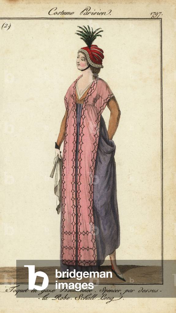 Fashionable women of the Directoire, 1797 (handcoloured copperplate engraving)