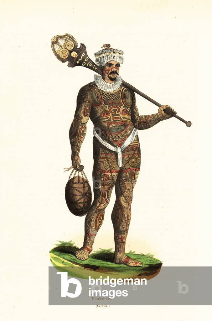 Tattooed warrior of Nuku Hiva, Marquesas Islands (Nukahiwa)