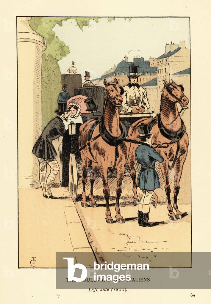 The Boulevard des Italiens, left side in 1855, 1898 (litho)