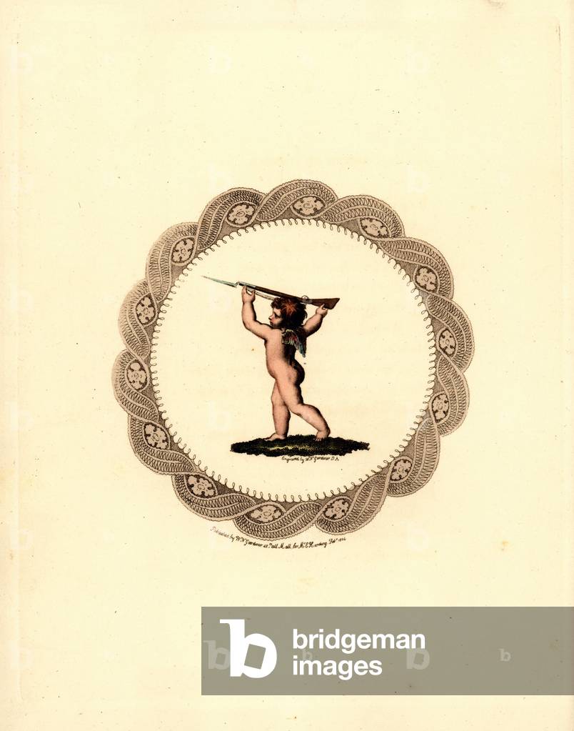 Cupid picks up his matchlock musket.