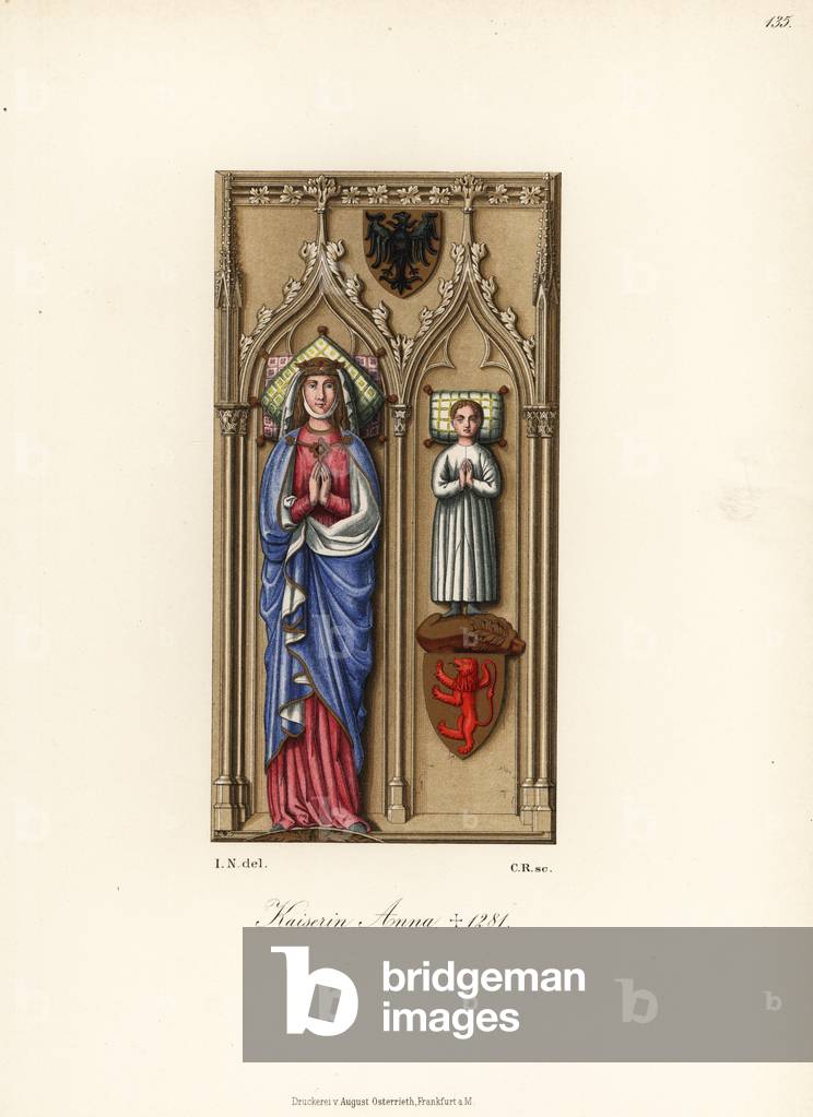 Gertrude Anne of Hohenberg, queen of King Rudolf I of Germany, 1889 (chromolithograph)