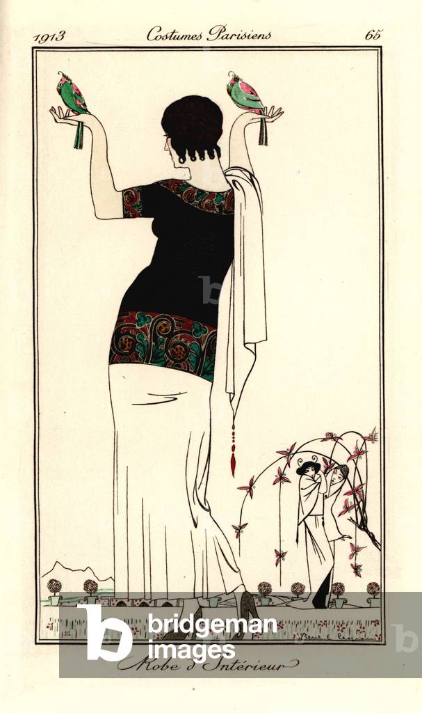 Woman in short-sleeved top and white skirt, 1913 (stencil)