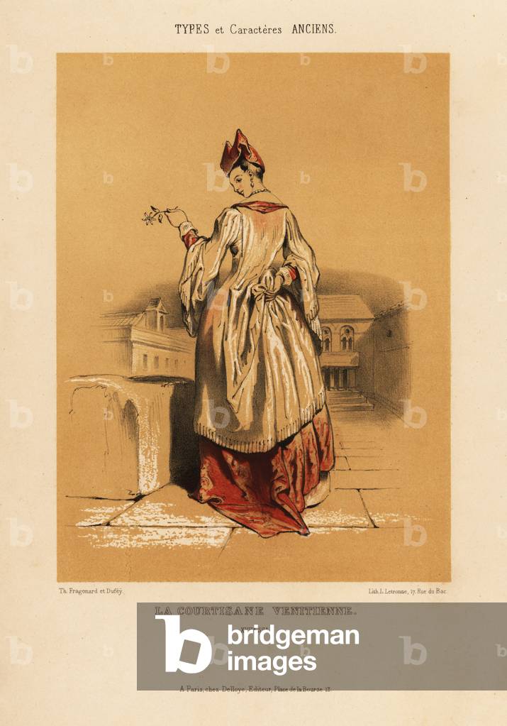 The Venetian courtesan of the 17th century (chromolithography)
