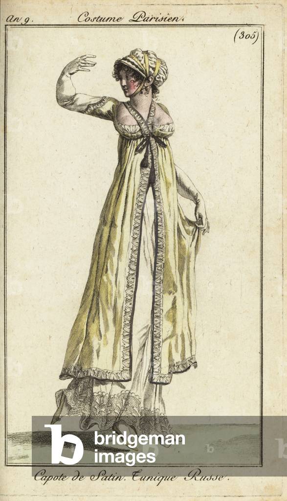 Fashionable woman dancing at a ball, 1801 (handcoloured copperplate engraving)