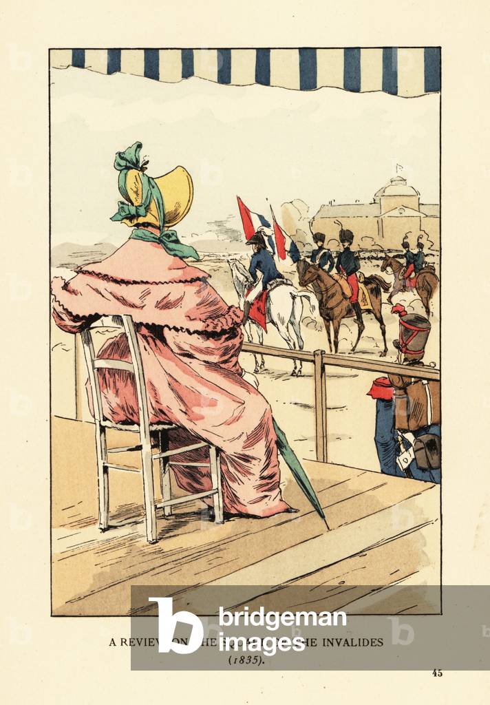 A review on the Square of the Invalides in 1835, 1898 (litho)