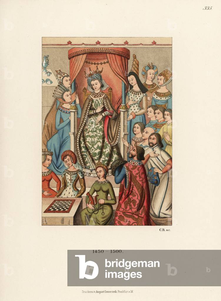 French costumes of the 15th century, 1889 (chromolithograph)