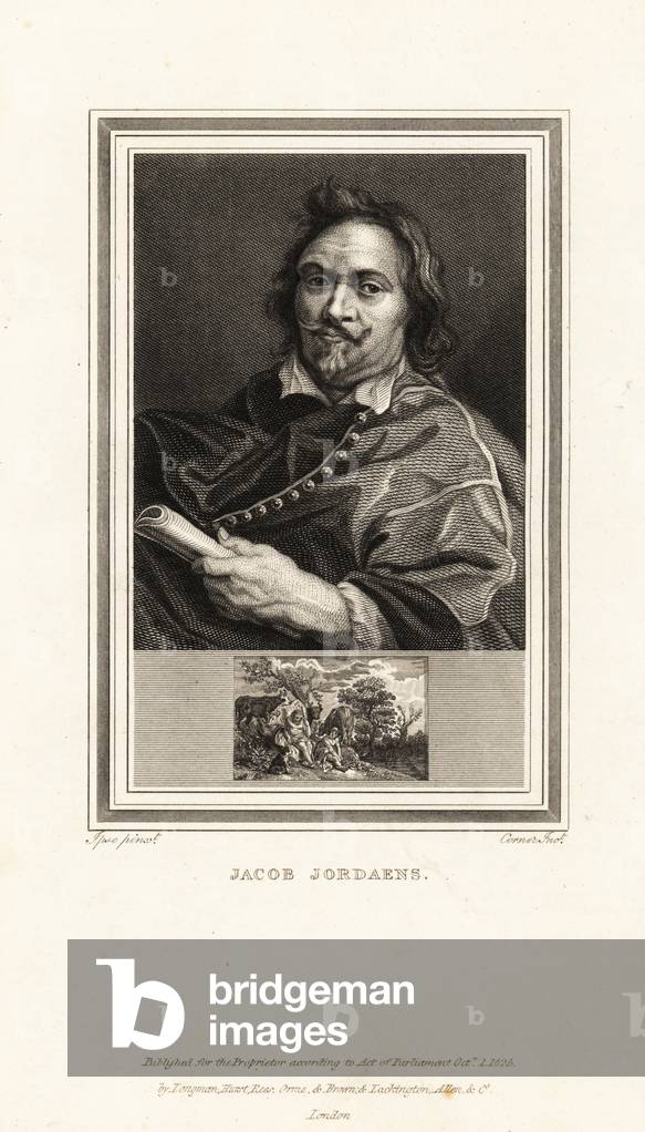 Portrait of Jacob Jordaens, Flemish painter, draughtsman and tapestry designer known for his history paintings, genre scenes and portraits, 1593-1678