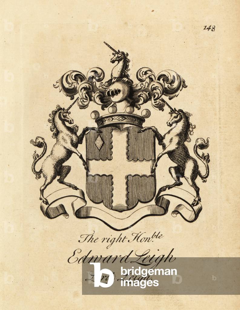 Coat of arms of the Right Honourable Edward Leigh, Lord Leigh, 3rd Baron Leigh, 1684–1738