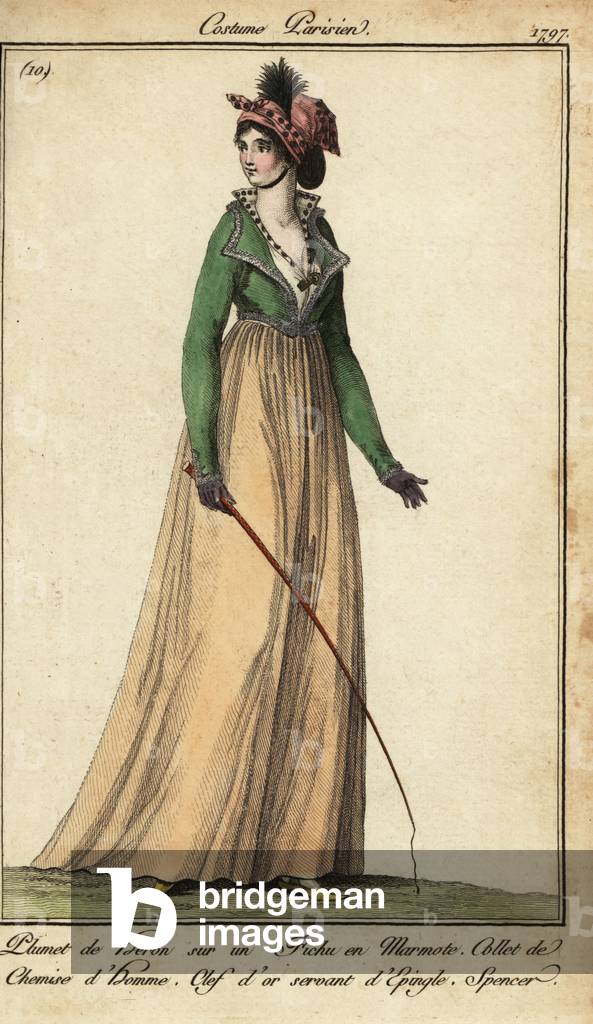 Fashionable woman in Savoyard-style hat, 1798 (handcoloured copperplate engraving)