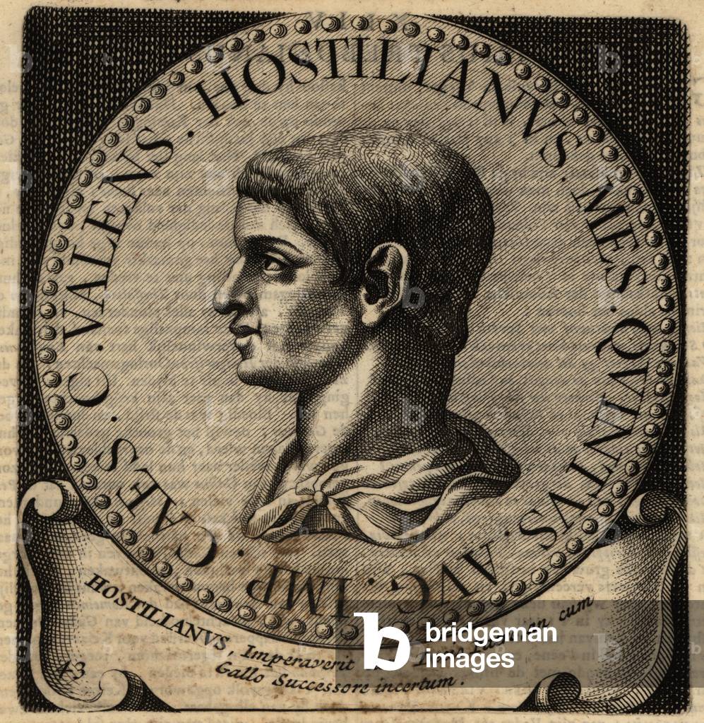 Portrait of Roman Emperor Hostilian.