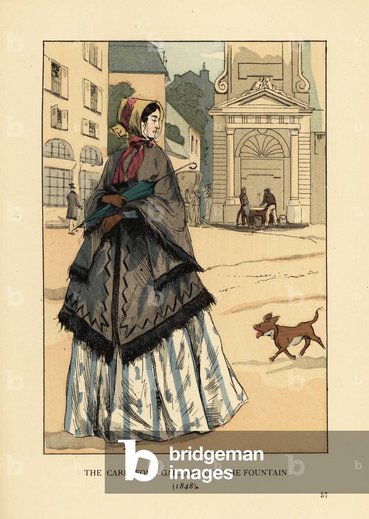 The Carrefour Gaillon and the fountain in 1848, 1898 (litho)
