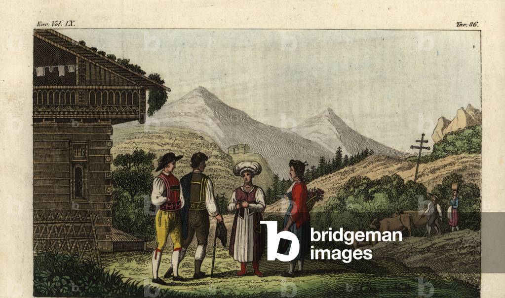 Farmers of the town of Salzburg, Austria, 18th century (handcoloured copperplate engraving)