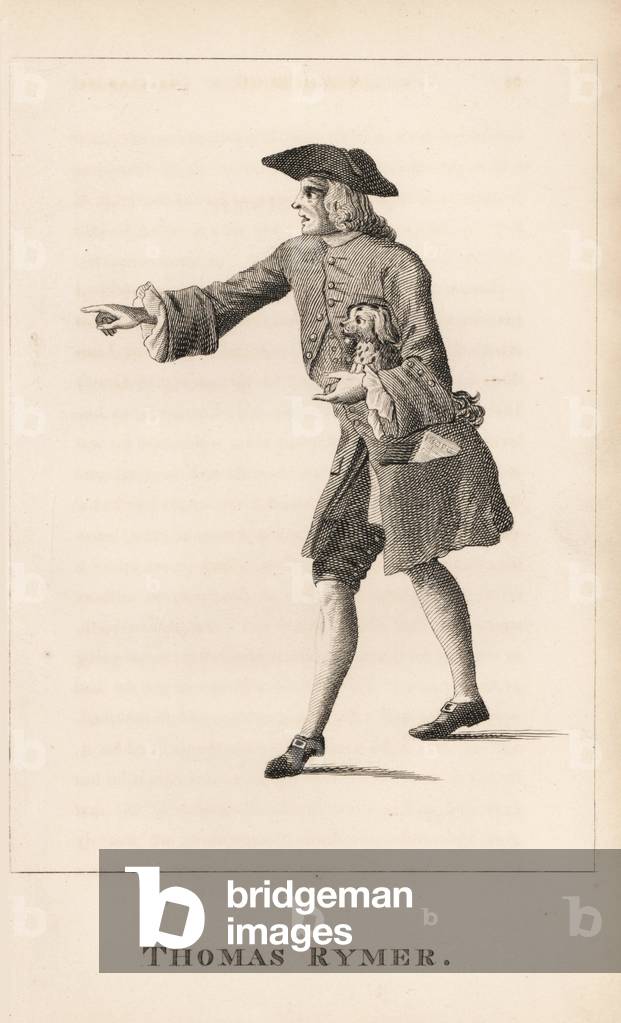 Thomas Rymer, historiographer to King William III, poet, critic and historian, died 1713. Engraving from James Caulfield's Portraits, Memoirs and Characters of Remarkable Persons, London, 1819.