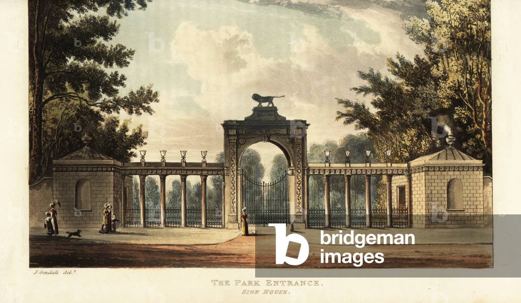 Park entrance to Sion House or Syon House, Isleworth, 1823 (engraving)