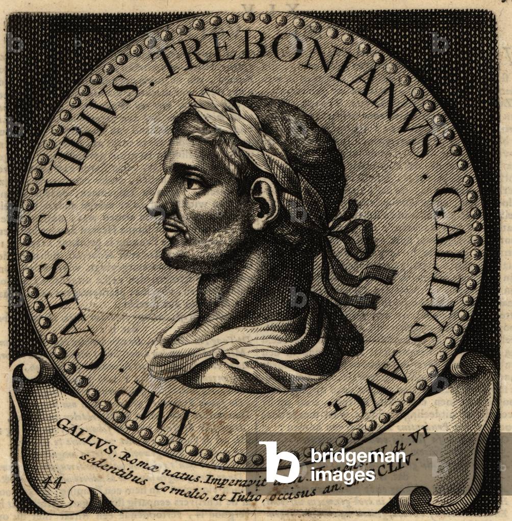 Portrait of Roman Emperor Trebonianus Gallus.