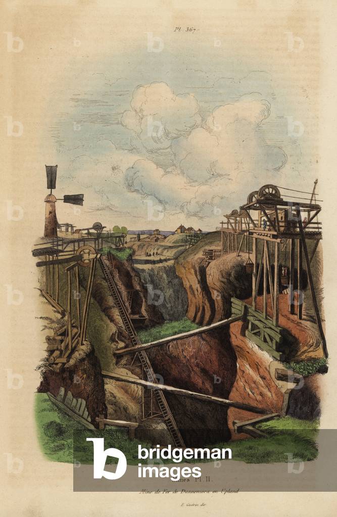 View of an 18th century iron mine at Dannemora, Upland, Sweden