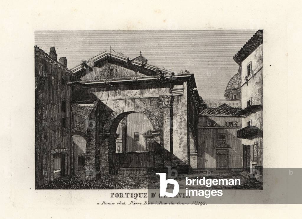 View of the ruins of the Portico of Octavian, Porticus Octaviae, Rome