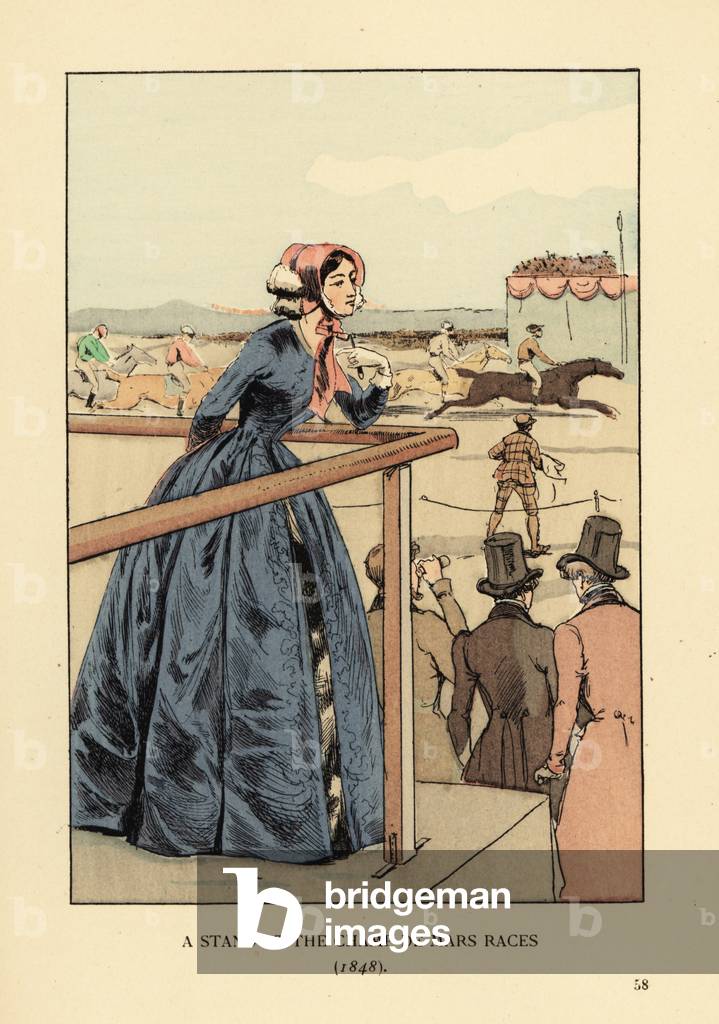 A stand at the Champ de Mars races in 1848, 1898 (litho)